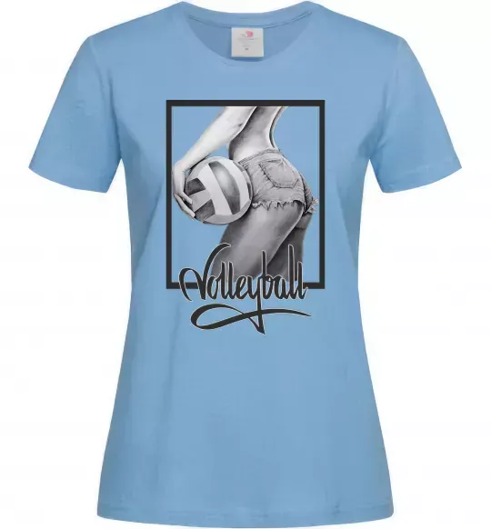 Жіноча футболка Дівчина з волейбольним м'ячем Блакитний фото
