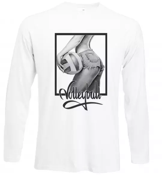 Лонгслів Дівчина з волейбольним м'ячем Білий фото