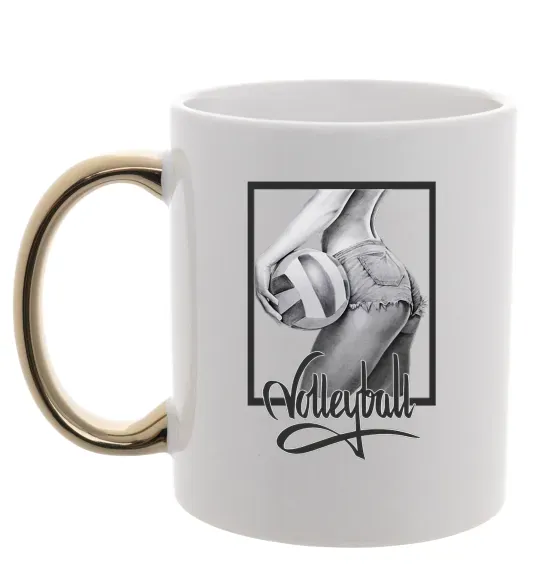 Чашка з кольоровою ручкою Дівчина з волейбольним м'ячем Золото фото