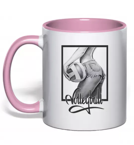 Чашка з кольоровою ручкою Дівчина з волейбольним м'ячем Ніжно рожевий фото