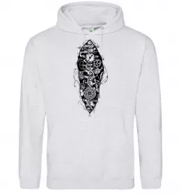 Мужская толстовка (худи) Скелет робота Серый меланж фото