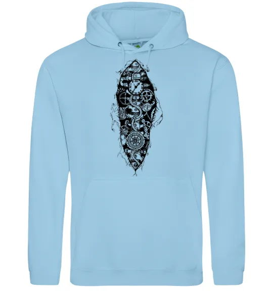 Мужская толстовка (худи) Скелет робота Голубой фото
