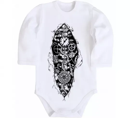 Детский боди Скелет робота Белый фото