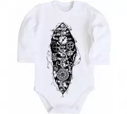 Детский боди Скелет робота Белый фото