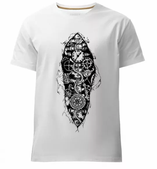 Чоловіча преміум футболка Скелет робота Білий фото