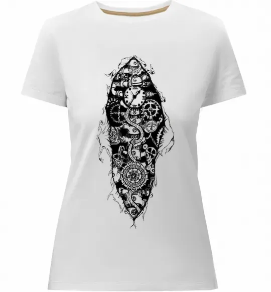 Женская премиум футболка Скелет робота Белый фото