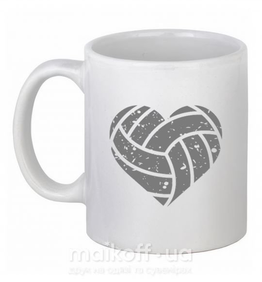 Чашка керамічна Volleyball heart Білий фото
