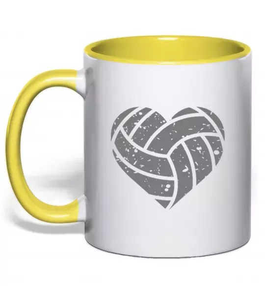 Чашка з кольоровою ручкою Volleyball heart Сонячно жовтий фото