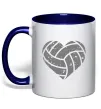 Чашка з кольоровою ручкою Volleyball heart Глибокий темно-синій фото