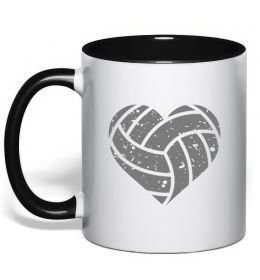 Чашка з кольоровою ручкою Volleyball heart