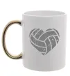 Чашка з кольоровою ручкою Volleyball heart Золото фото