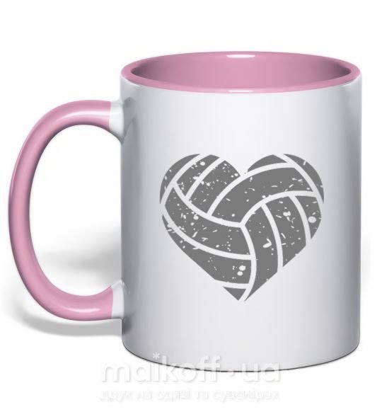Чашка з кольоровою ручкою Volleyball heart Ніжно рожевий фото