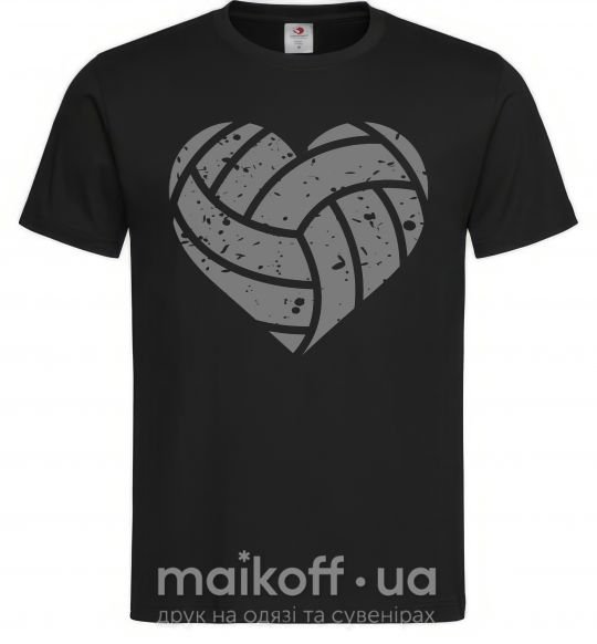 Мужская футболка Volleyball heart Черный фото