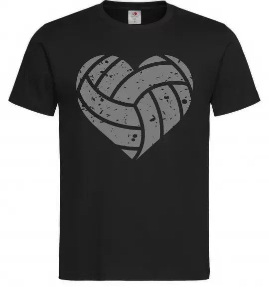 Мужская футболка Volleyball heart Черный фото
