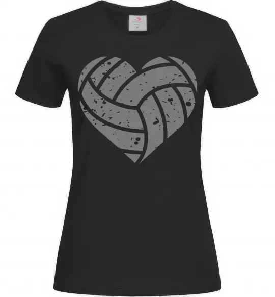 Женская футболка Volleyball heart Черный фото