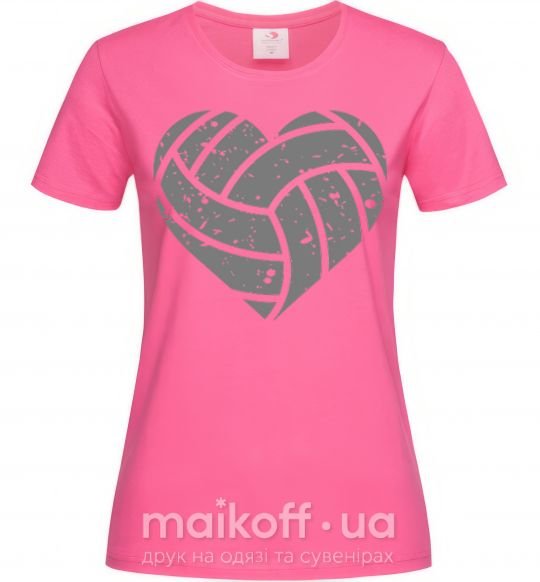 Женская футболка Volleyball heart Ярко-розовый фото