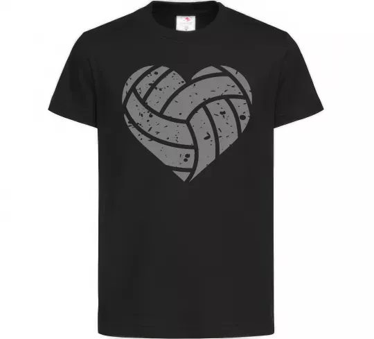 Дитяча футболка Volleyball heart Чорний фото