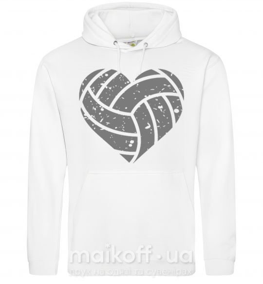 Мужская толстовка (худи) Volleyball heart Белый фото