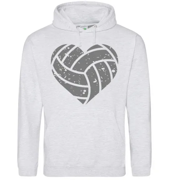 Чоловіча толстовка (худі) Volleyball heart Сірий меланж фото