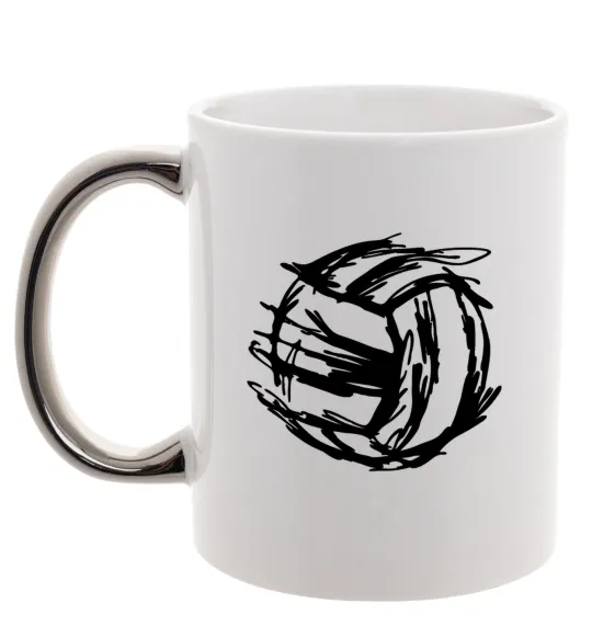 Чашка з кольоровою ручкою М'яч штрихи Срібло фото