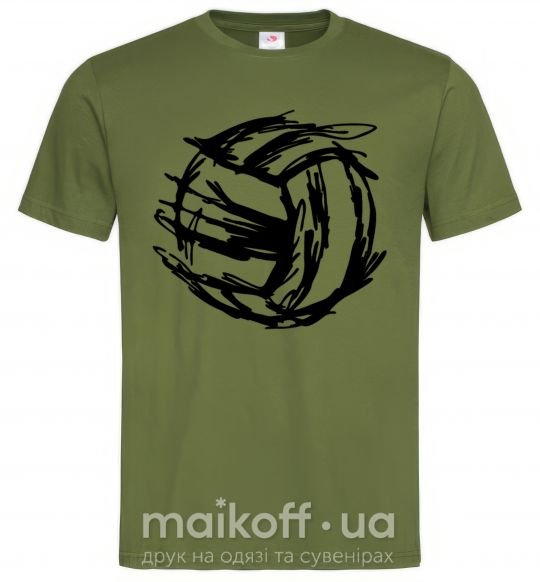 Мужская футболка Мяч штрихи Оливковый фото
