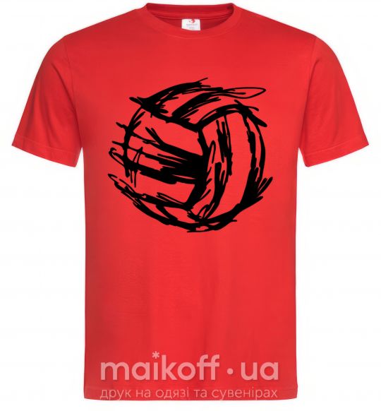 Мужская футболка Мяч штрихи Красный фото