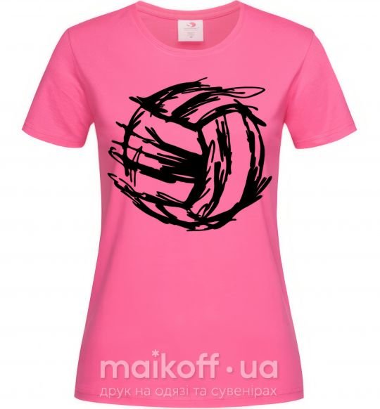 Жіноча футболка Мяч штрихи Яскраво-рожевий фото
