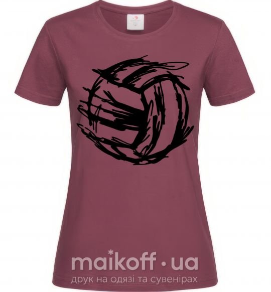 Женская футболка Мяч штрихи Бордовый фото