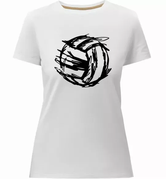 Жіноча преміум футболка М'яч штрихи Білий фото