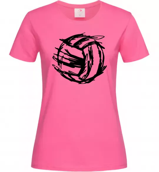 Жіноча футболка М'яч штрихи Яскраво-рожевий фото