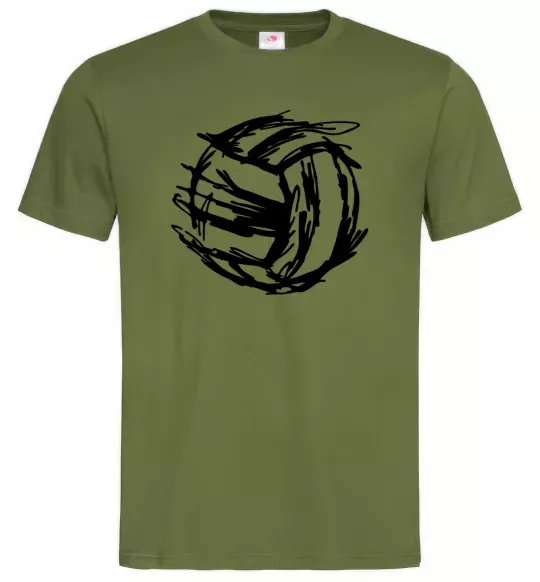 Мужская футболка М'яч штрихи Оливковый фото