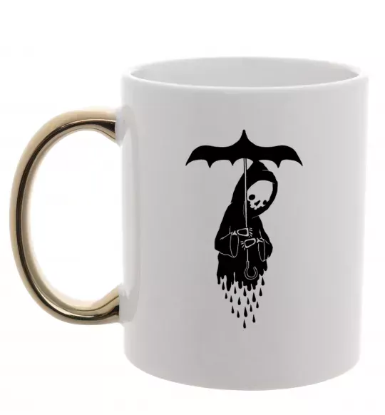 Чашка з кольоровою ручкою Raining death Золото фото