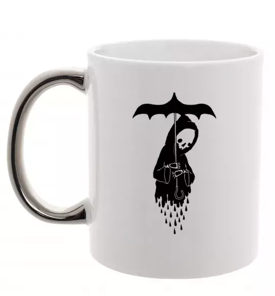 Чашка з кольоровою ручкою Raining death Срібло фото