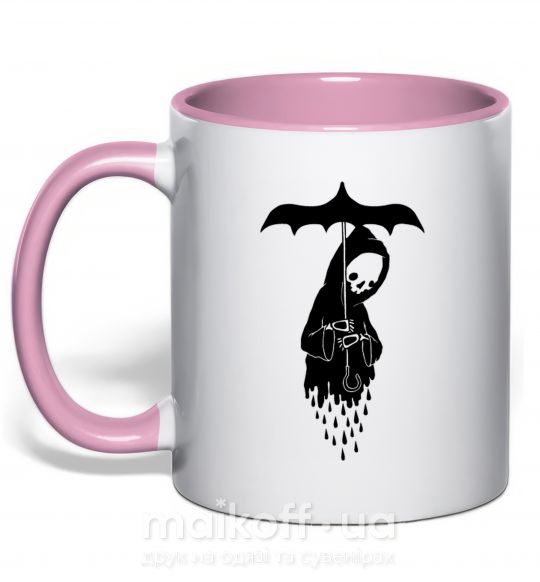 Чашка з кольоровою ручкою Raining death Ніжно рожевий фото