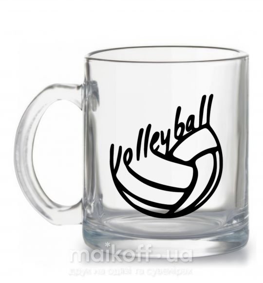 Чашка скляна Volleyball text Прозорий фото