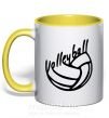 Чашка з кольоровою ручкою Volleyball text Сонячно жовтий фото