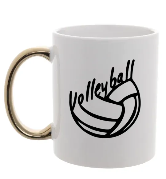 Чашка с цветной ручкой Volleyball text Золото фото