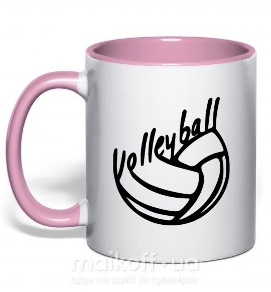 Чашка з кольоровою ручкою Volleyball text Ніжно рожевий фото