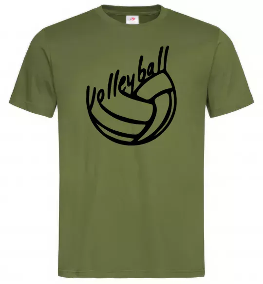 Мужская футболка Volleyball text Оливковый фото