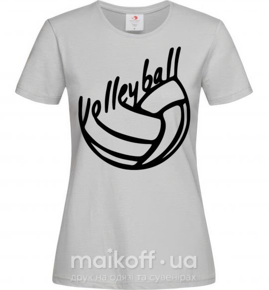 Женская футболка Volleyball text Серый фото
