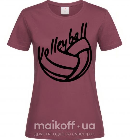 Женская футболка Volleyball text Бордовый фото