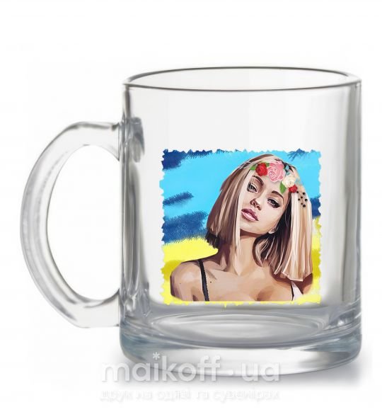 Чашка стеклянная Девушка в венке Прозрачный фото