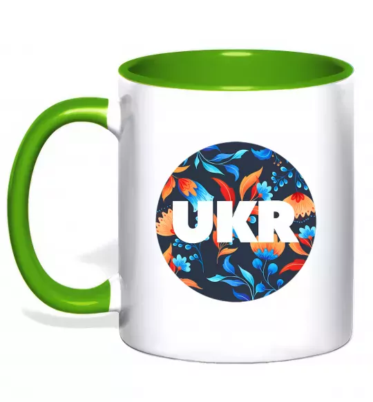 Чашка с цветной ручкой UKR круг Зеленый фото