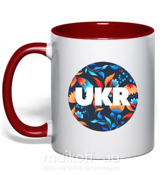 Чашка з кольоровою ручкою UKR круг Червоний фото