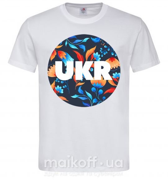 Мужская футболка UKR круг Белый фото