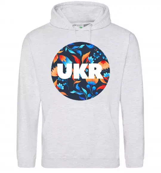 Чоловіча толстовка (худі) UKR круг Сірий меланж фото