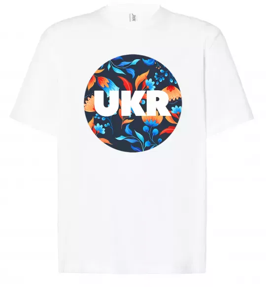 Футболка Оверсайз UKR круг Белый фото