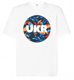 Футболка Оверсайз UKR круг Белый фото