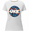Жіноча преміум футболка UKR круг Білий фото
