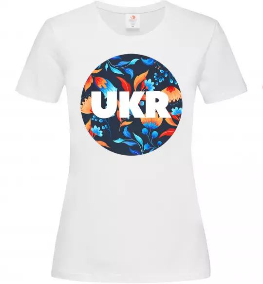 Женская футболка UKR круг Белый фото